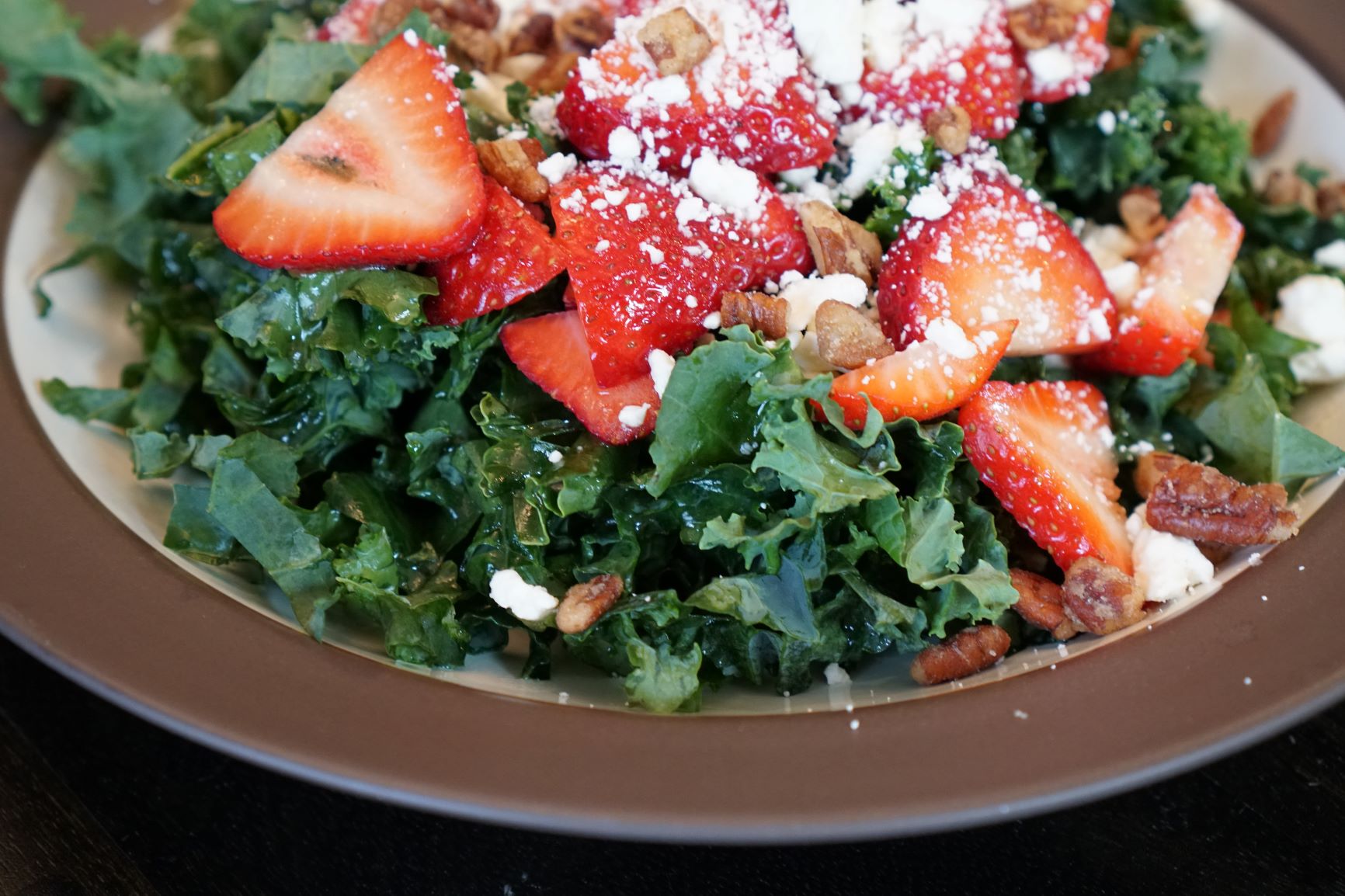 Strawberry Kale Salad with Homemade Honey Vinaigrette 