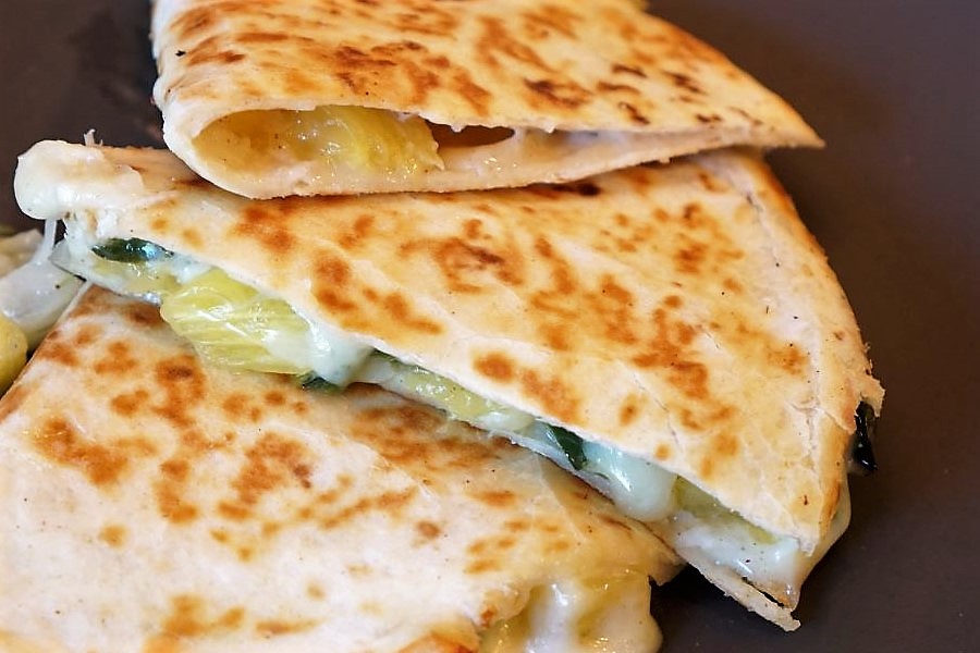 Caramelized Pineapple & Poblano Quesadillas